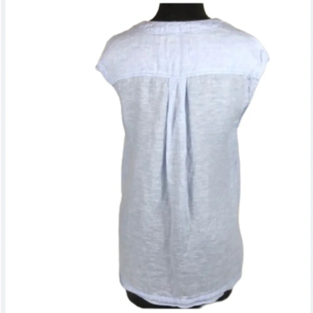 Cynthia Rowley Top Size Small Linen Split Neck Sleeveless Summer Fabric - Picture 2 of 12